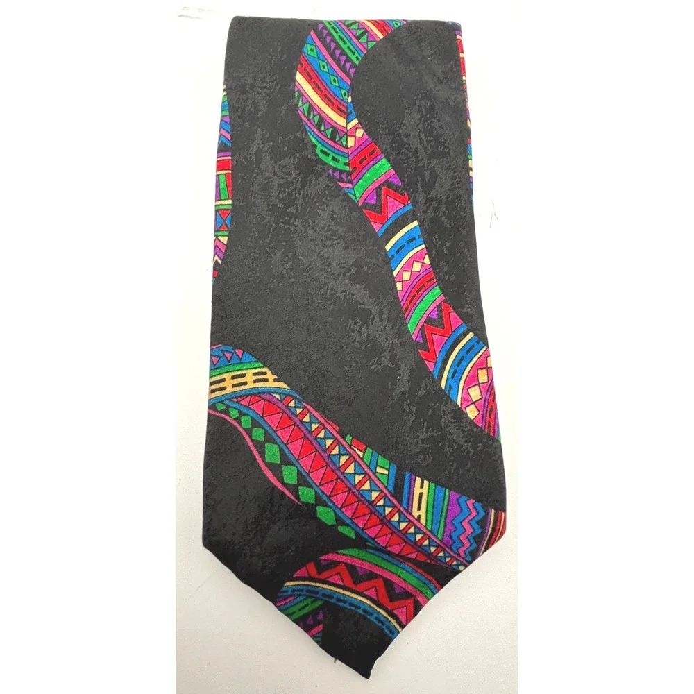 Buscati Men's Palace Silk Necktie Abstract Geometric Vintage 1990s